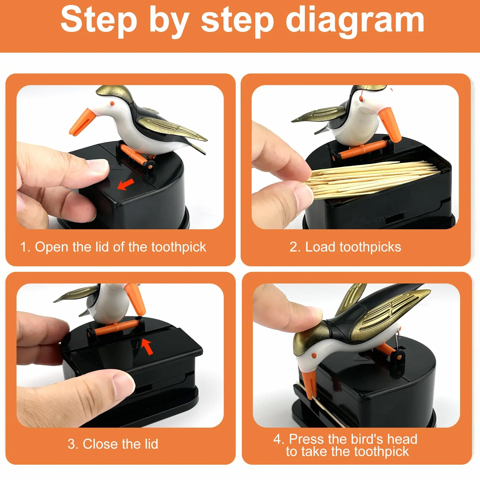 Distributeur de Cure Dent Automatique 9×7.6×8.6cm 100 Cure Dents