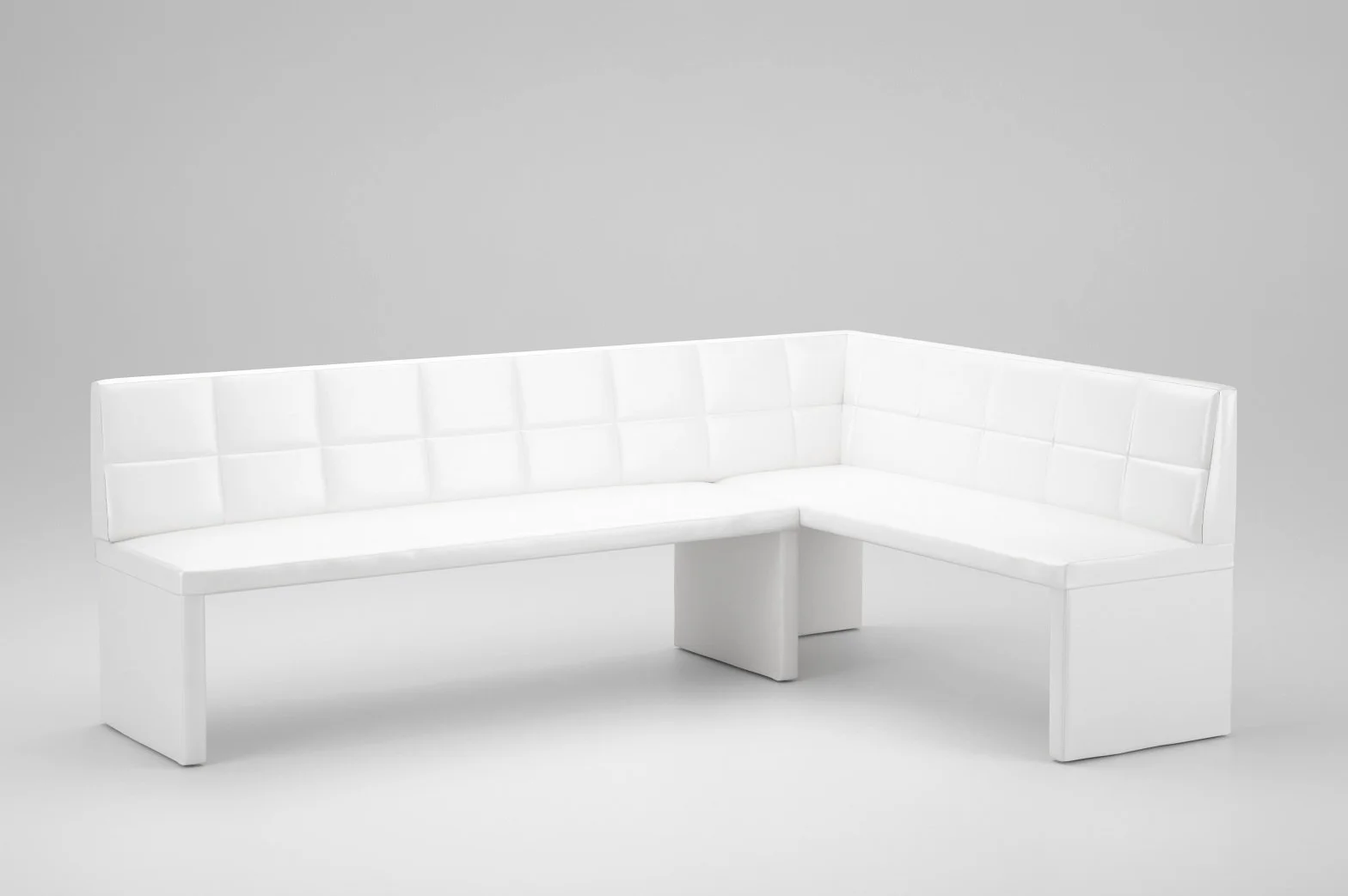 Banc d'angle en cuir synthétique Blanc 168 x 128 cm structure en bois