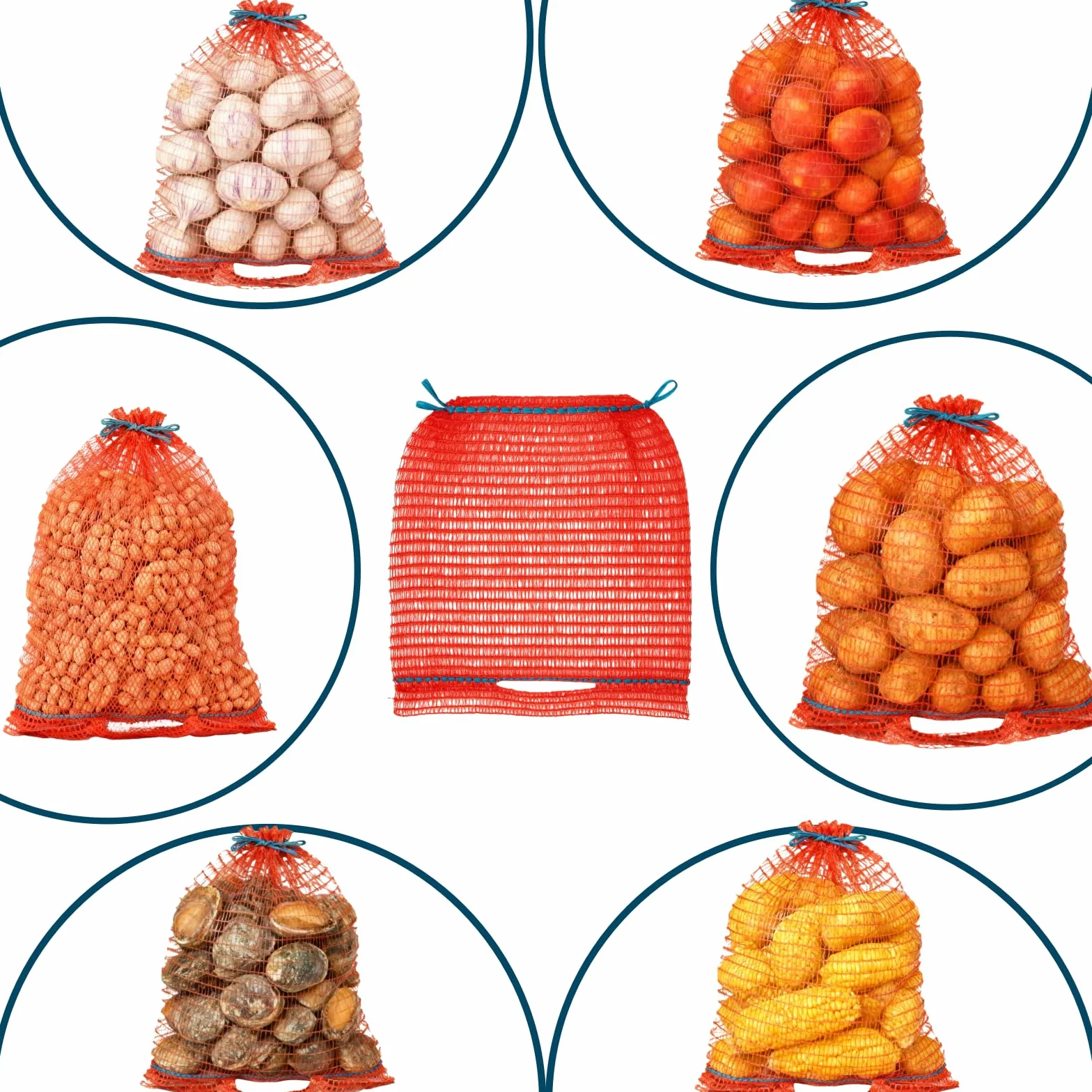 Sacs Raschel 30x50 cm 10 kg avec cordon pour pommes de terre, oignons, légumes, noix et fruits