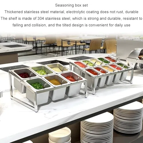 Étagère à épices Extensible, en Acier Inoxydable, pour Plan de Travail, Distributeur Indispensable pour assaisonnements, sauces, confitures - 45,4 x 34,7 x 25,4 cm