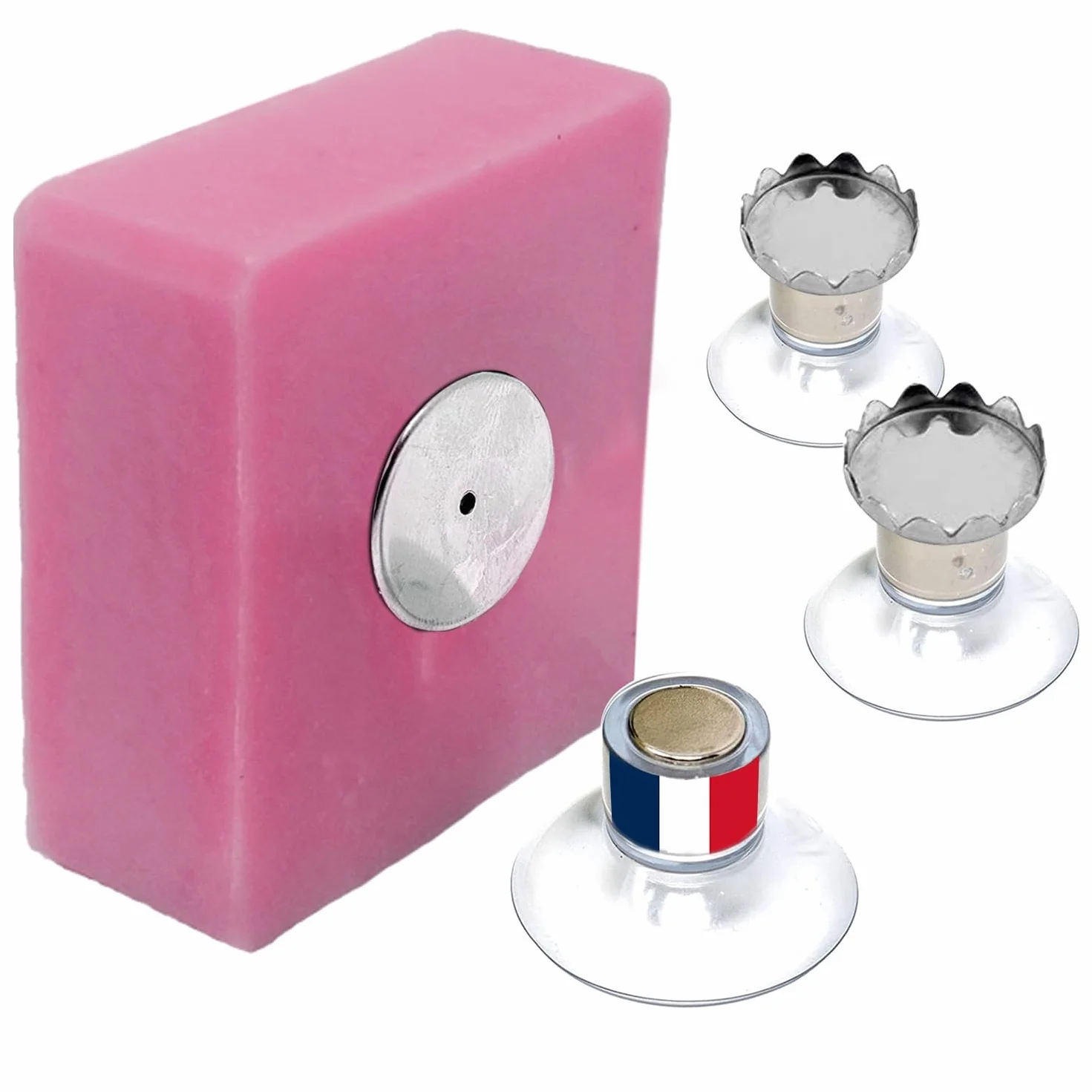 Lot de 3 Porte-Savons Magnétiques à Ventouse Acier Inoxydable Support Mural sans Perçage