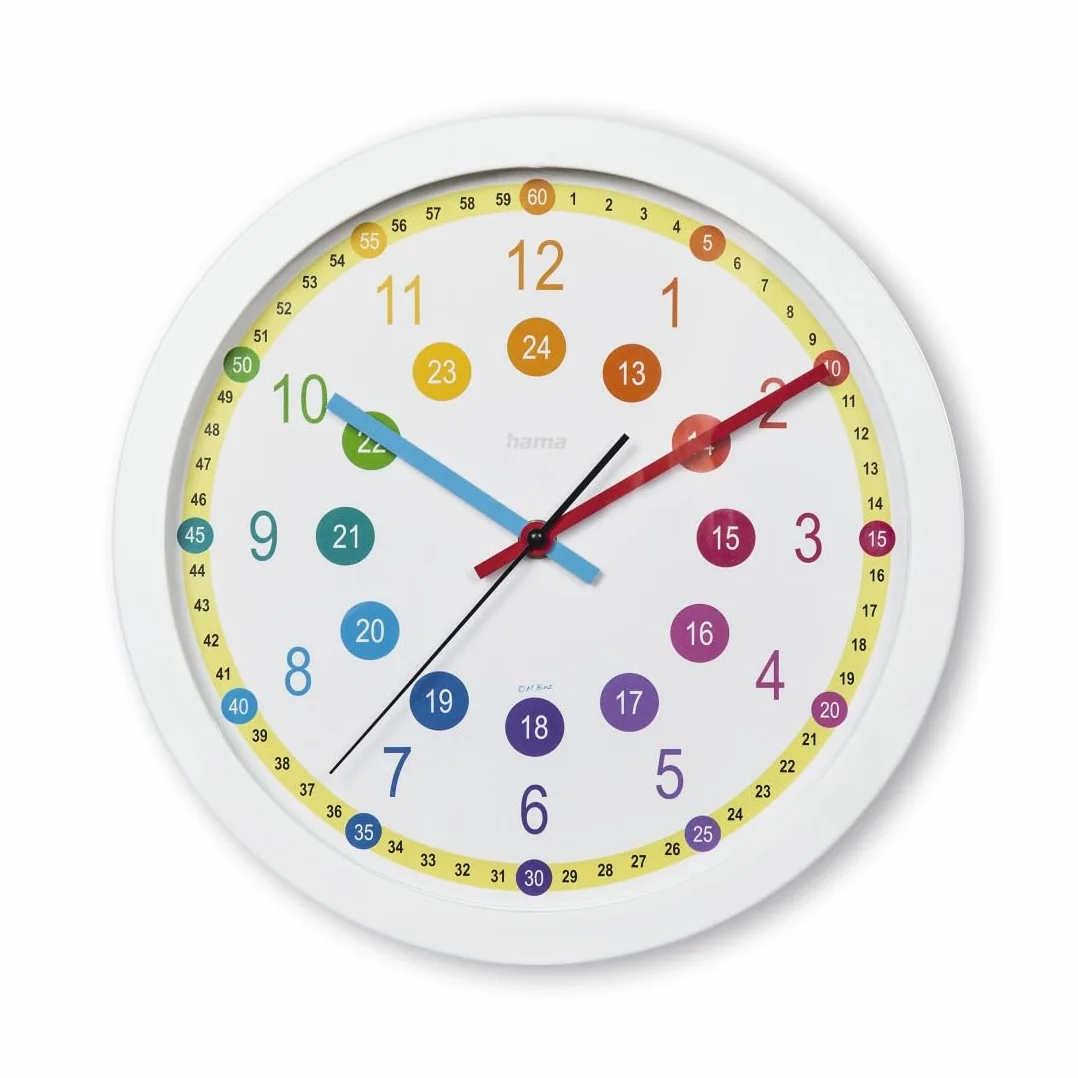 Horloge murale Easy Learning analogique 30 cm silencieux Blanc