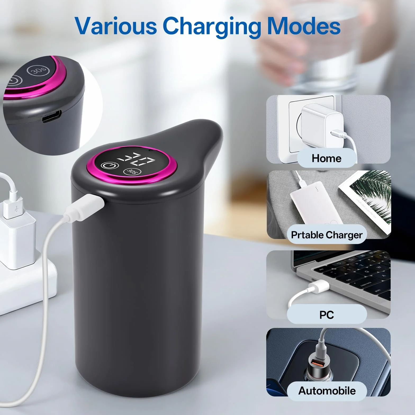 Distributeur d'eau Pompe à Eau Potable électrique 5 Gallons Robinet Rechargeable USB