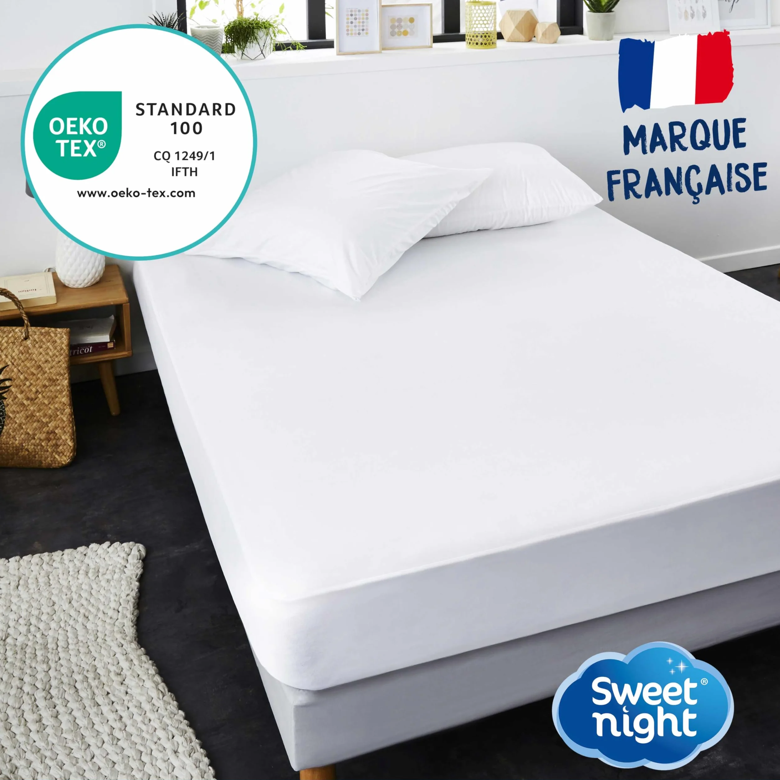 Protège-Matelas Imperméable 140x190 cm Lavable Oeko-Tex Alèse Drap-Housse Bonnet 27 cm SWEET NIGHT