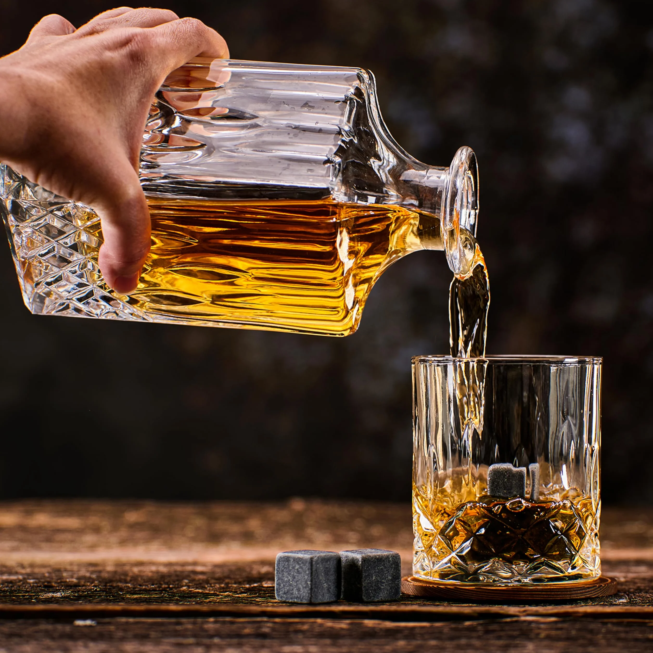 Set de Verre à Whisky Coffret Cadeau Homme 310ML 8 Pierre à Whisky