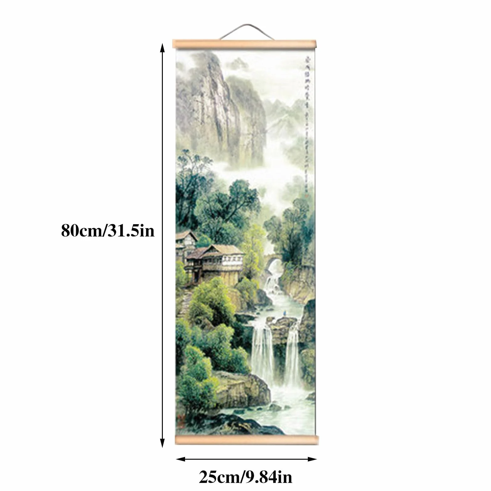 Peinture Chinoise Murale Paysage Cascade 25 x 80cm