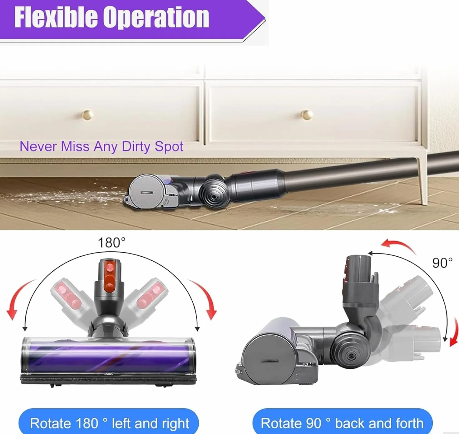 Brosse pour Dyson V7 V8 V10 V11 V15 Motorhead, Tête de Brosse Turbine Rotative de Rechange pour Aspirateur