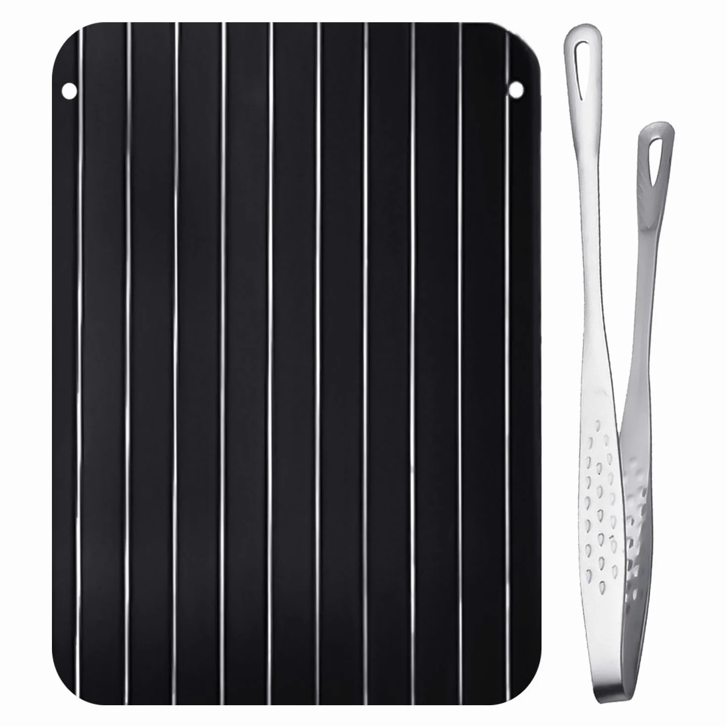 Plaque de Décongélation Rapide pour Aliments Surgelés - Plateau avec Pince à Barbecue et Planche à Découper
