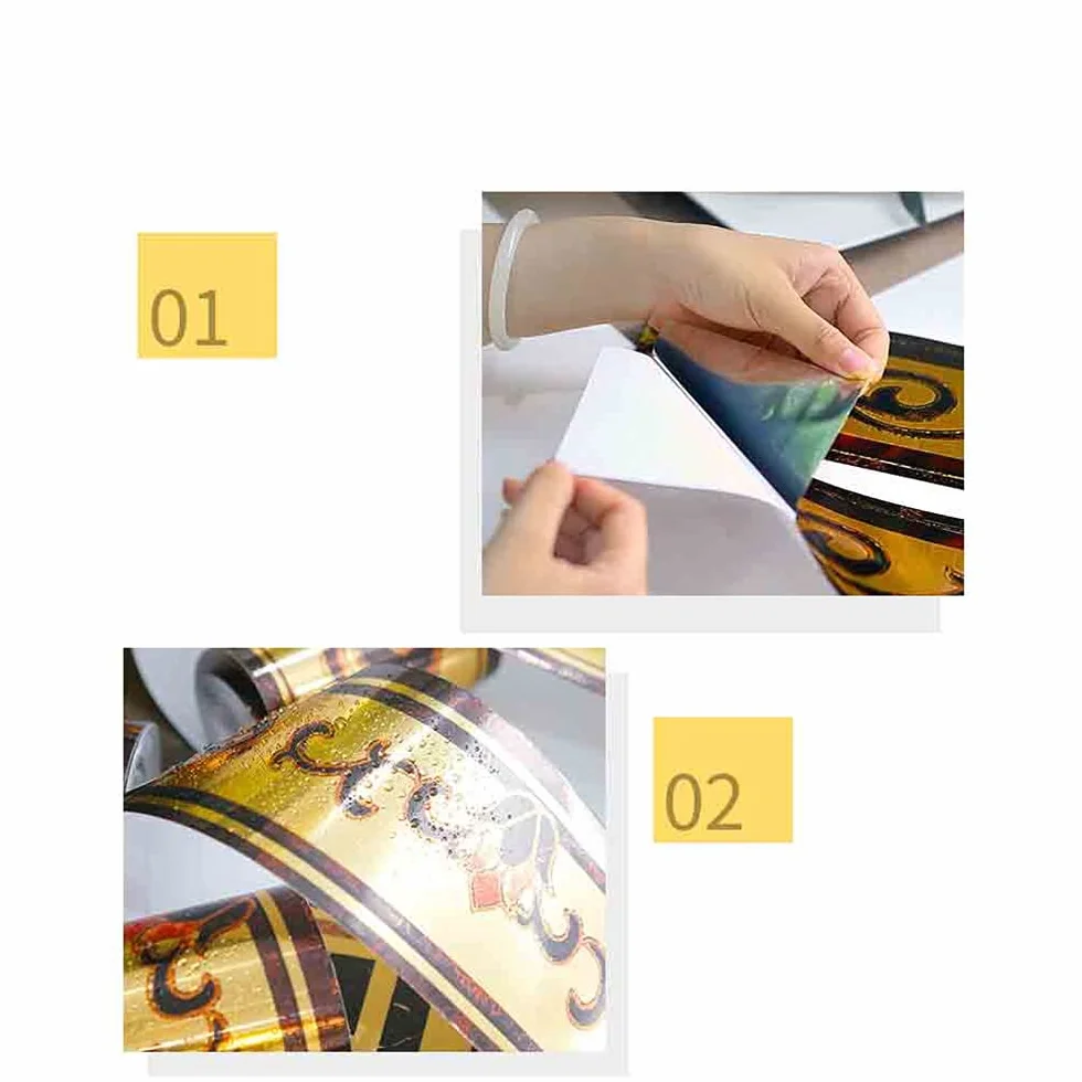 Autocollant de tuile de mur imperméable en PVC doré frise murale adhésive