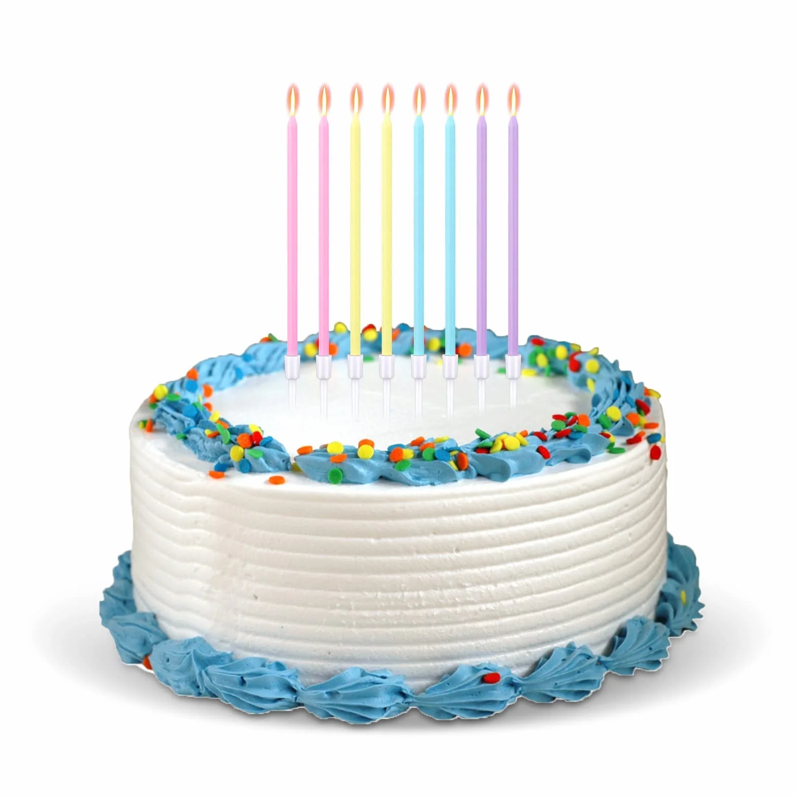 DONQL Bougies Arc en Ciel Longue 16PCS Bougies d'anniversaire avec Support pour Gâteau