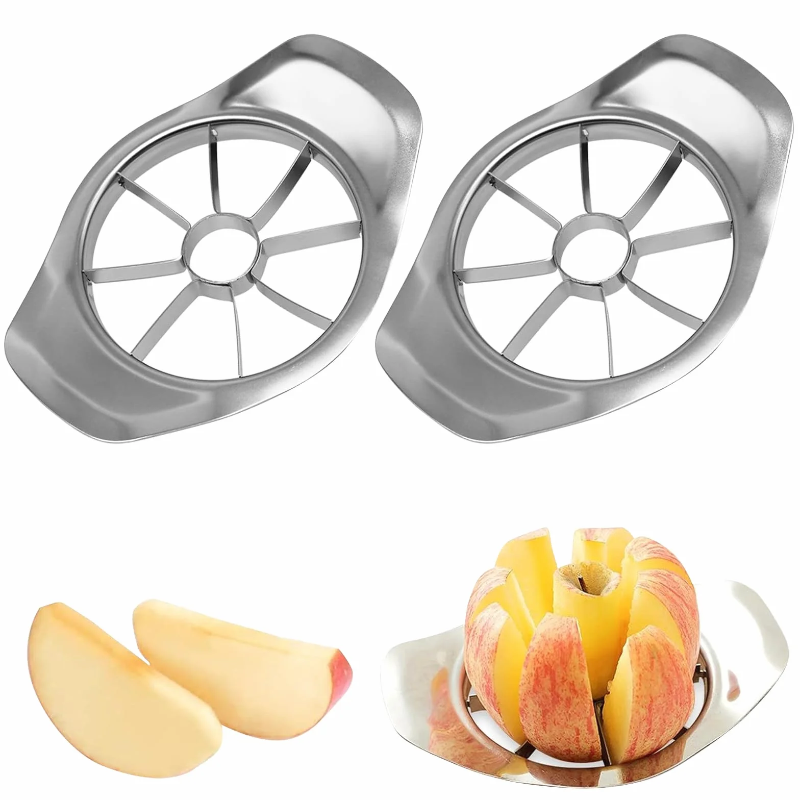 Trancheur de pomme en acier inoxydable 8 lames, coupe pomme et poire, Newpop 2 pièces