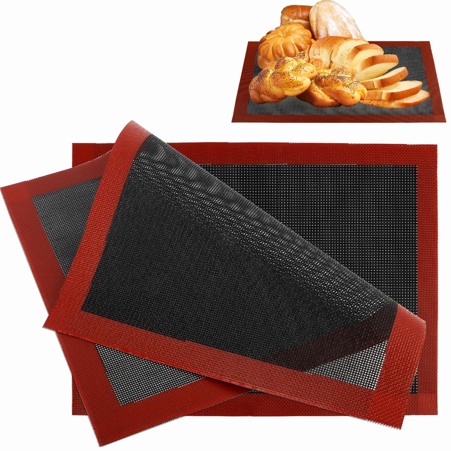Tapis de cuisson en silicone 40 x 30 cm Lot de 2 Réutilisables Antidérapants Pour four, micro-ondes