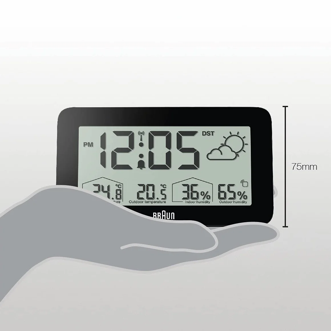 Braun BC13BP-DCF Station météo numérique radio-pilotée avec réveil, température, humidité, prévisions et alarme