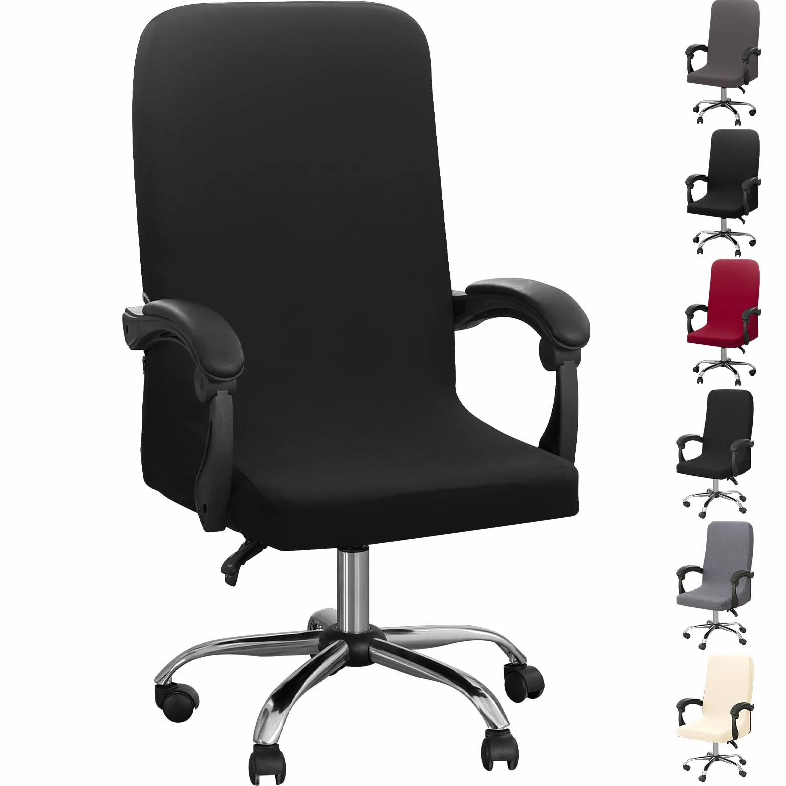 Housse de Chaise de Bureau Dioxide, Fauteuil Bureau à Fermeture Éclair Lavable Universelle Noir M