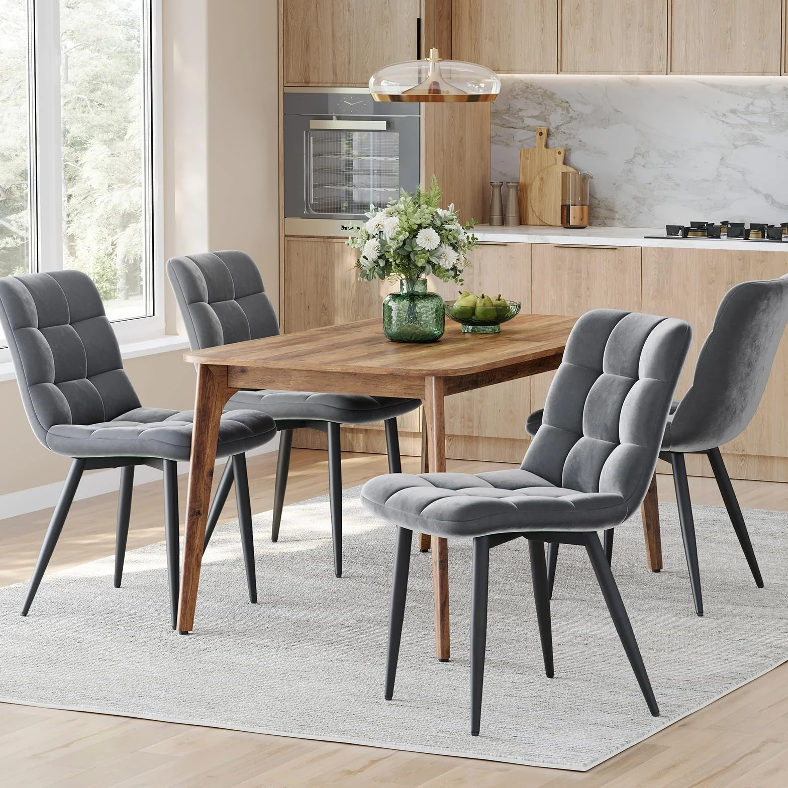 INRE Chaises de Salle à Manger Lot de 4 Gris Foncé