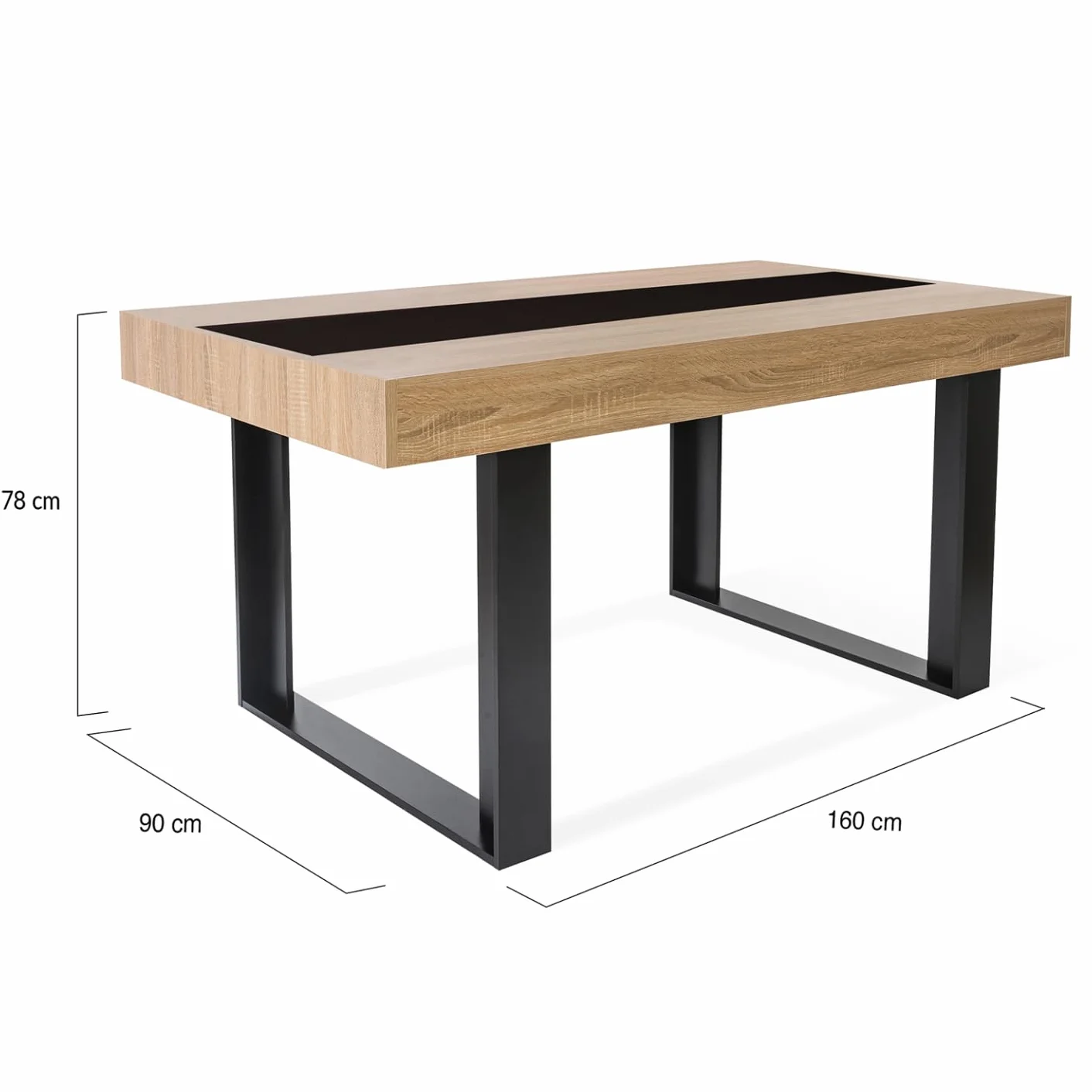 Table à Manger Rectangle Phoenix 6 Personnes Bois Noir 160 cm