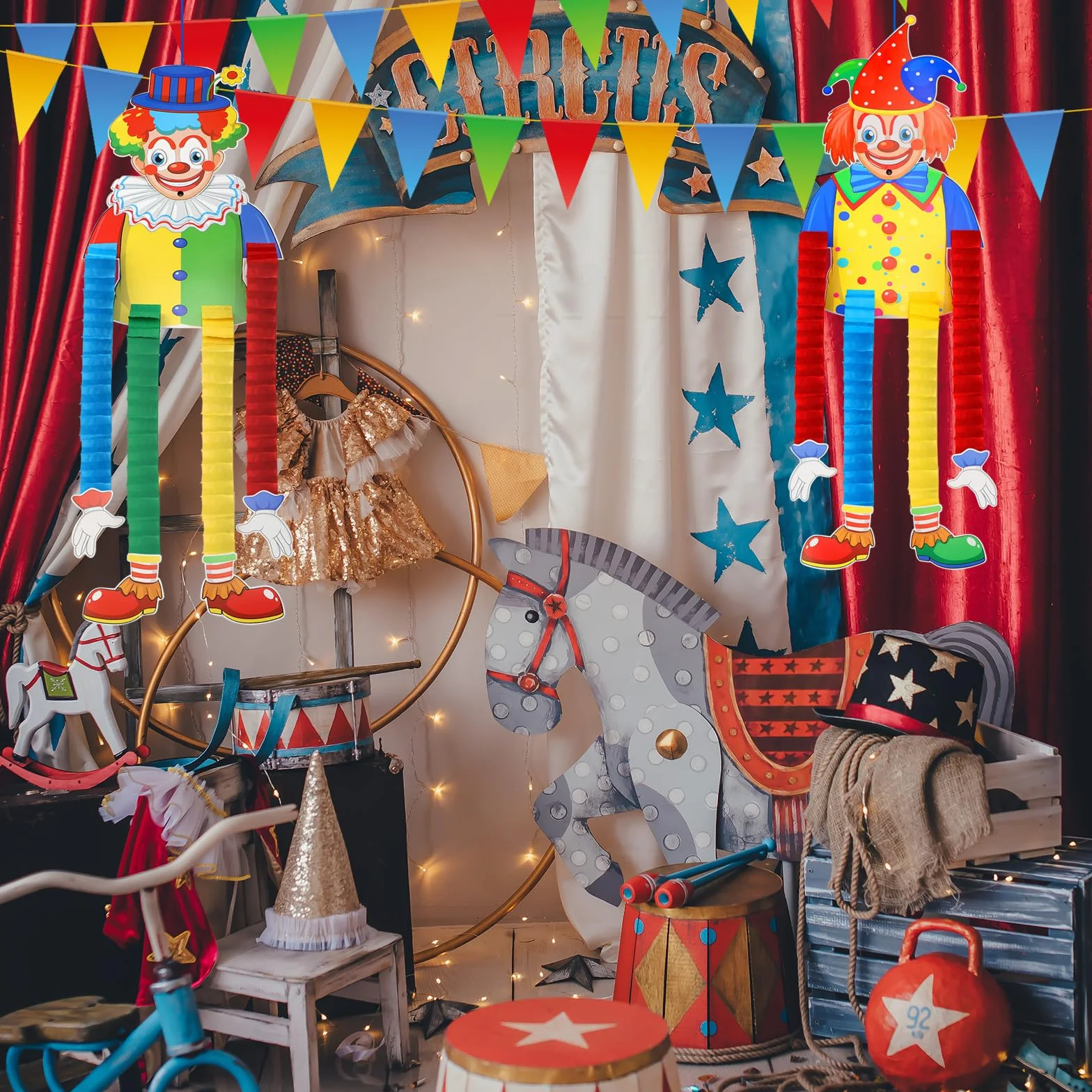 Mumjooyi Décoration de Clown Bannière Suspendue 2 Pièces pour Carnaval Mardi Gras