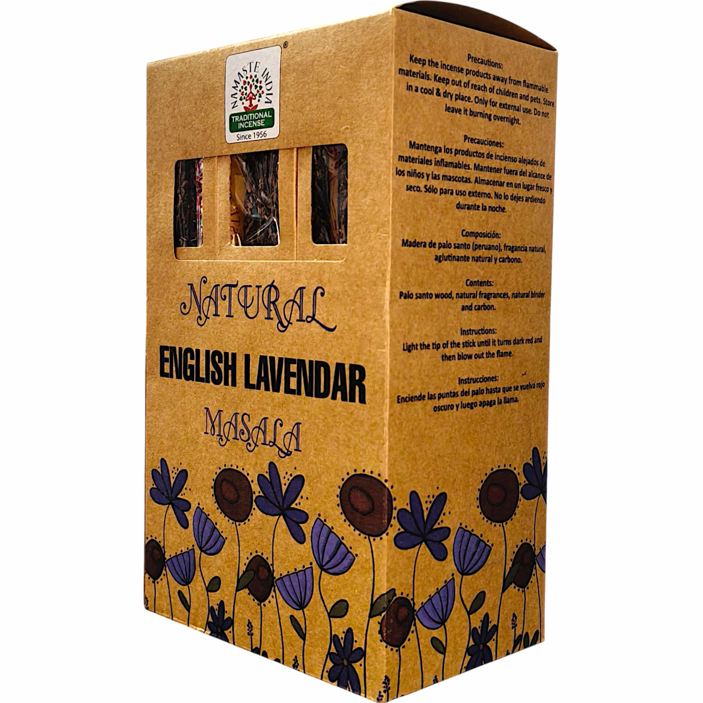 Encens Naturel English Lavanda Bio 600g Grande Boîte 12 Étuis 50g