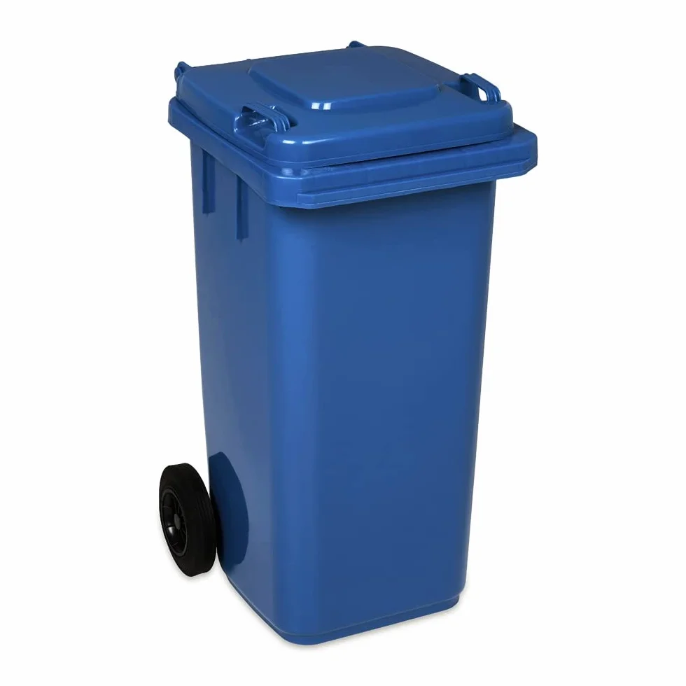 JESTIC Poubelle à roulettes 120 Litres Tri Selectif Haut XXL Bleu
