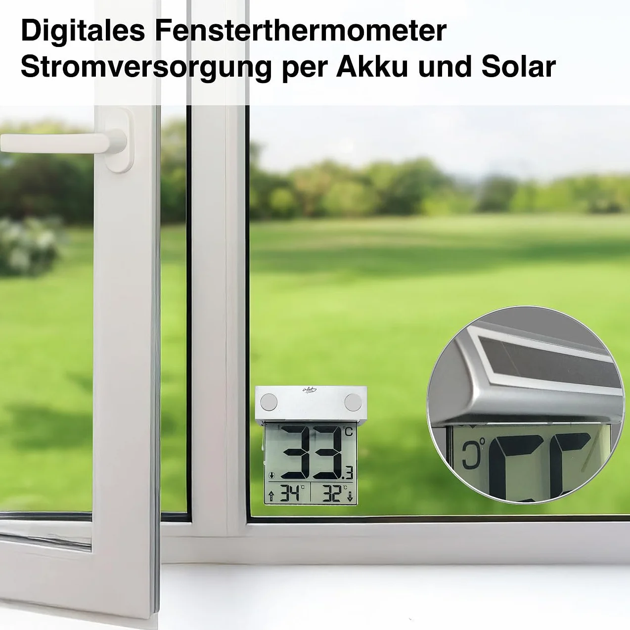Infactory Thermomètre numérique solaire pour fenêtre