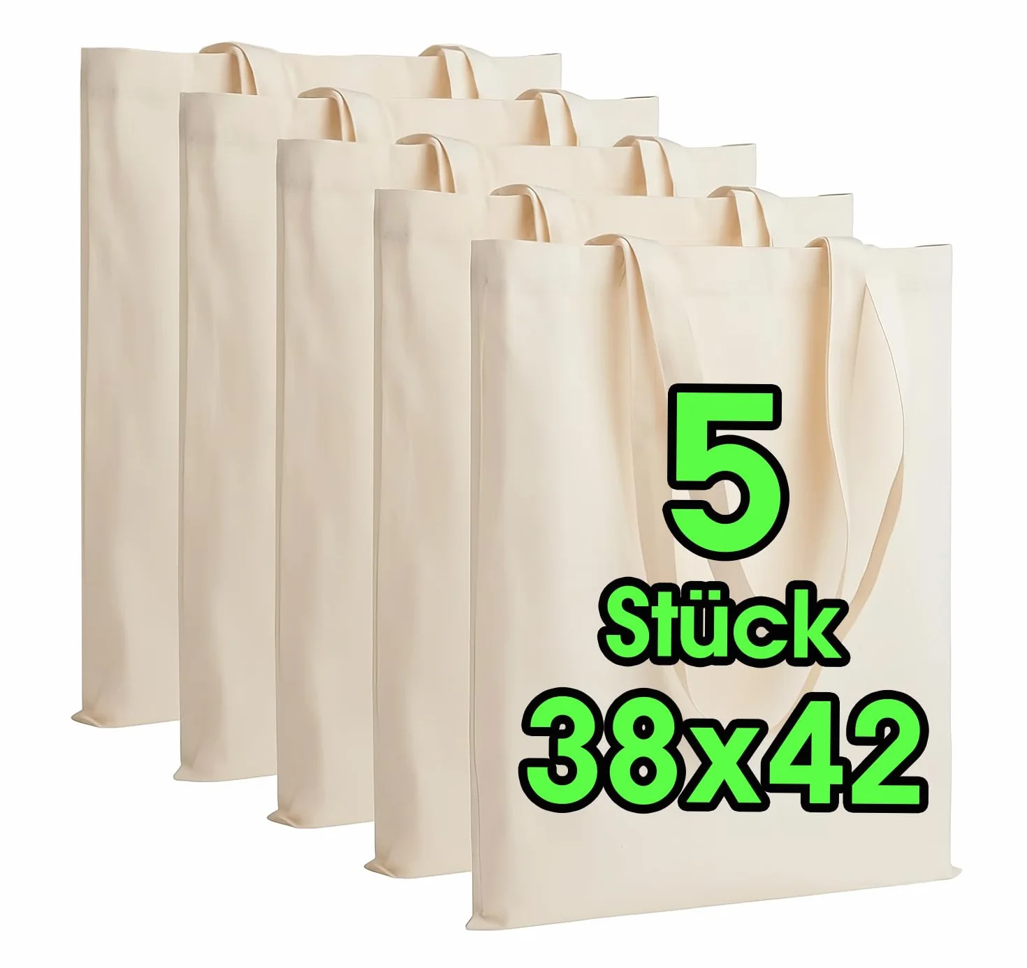 Sacs en Coton Non imprimés 38 x 42 cm ÖKO-TEX® Lot de 5