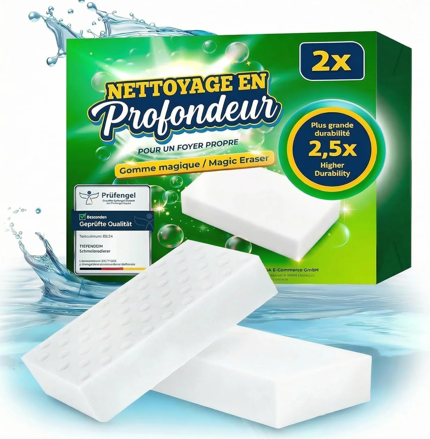 Gomme Magique 2X Plus Longue Durée de Vie - Éponge Magique Extra Longue pour Mur Blanc