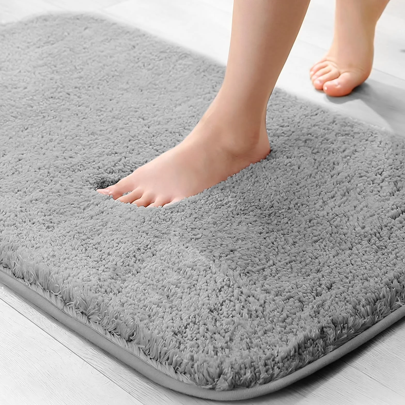 Tapis de bain en microfibre 40 x 60 cm gris super absorbant 2 cm