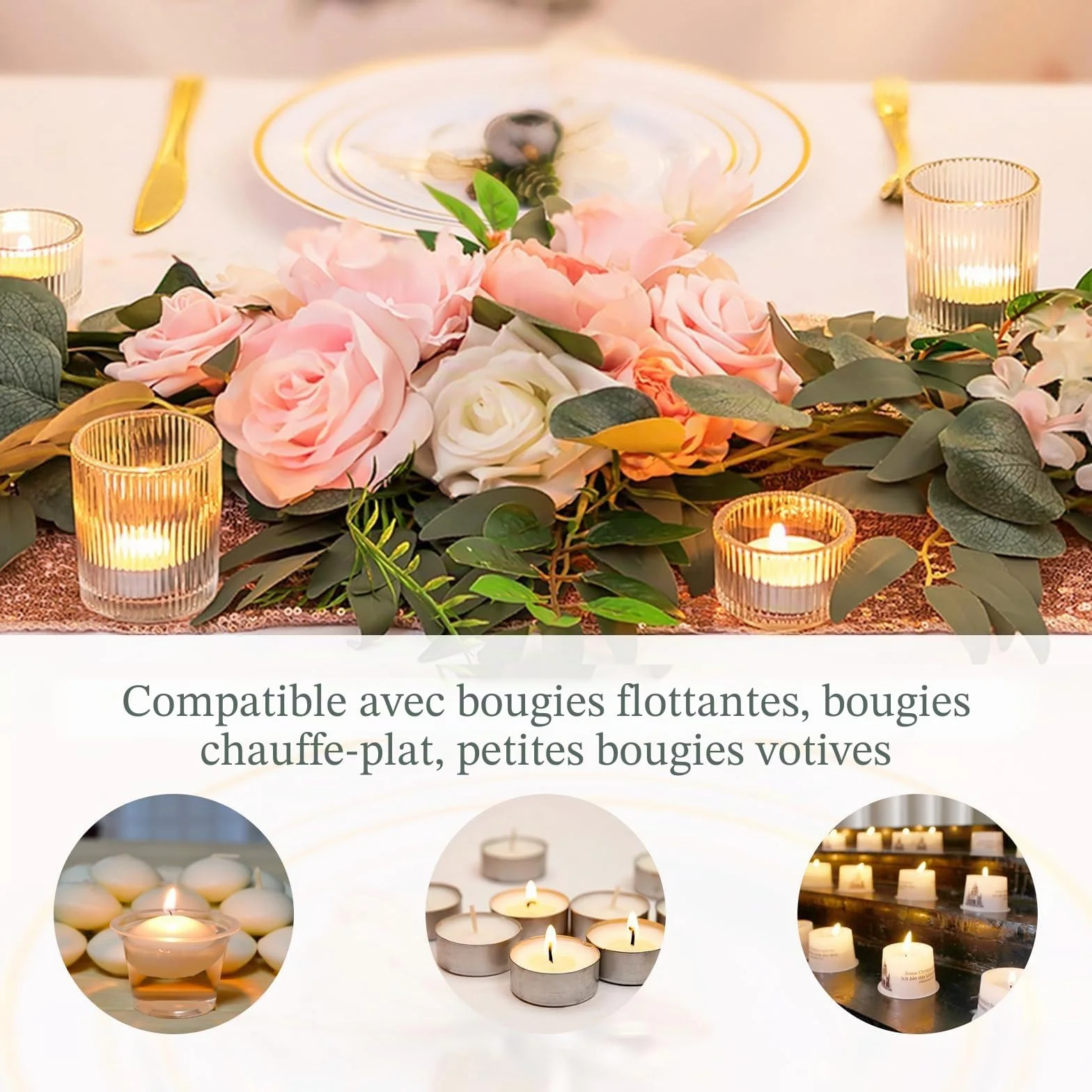 Porte-Bougies à Réchaud en Verre Transparent 24 Pièces