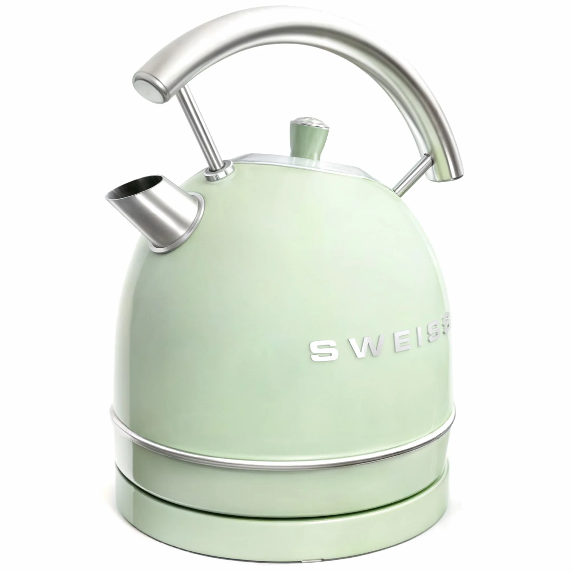 SWEISS Bouilloire électrique vintage KTL7 1,8L, Inox compacte pratique 2200W, Ébullition rapide, Niveau d'eau visible et gradué, Arrêt automatique, Socle 360°, Vert