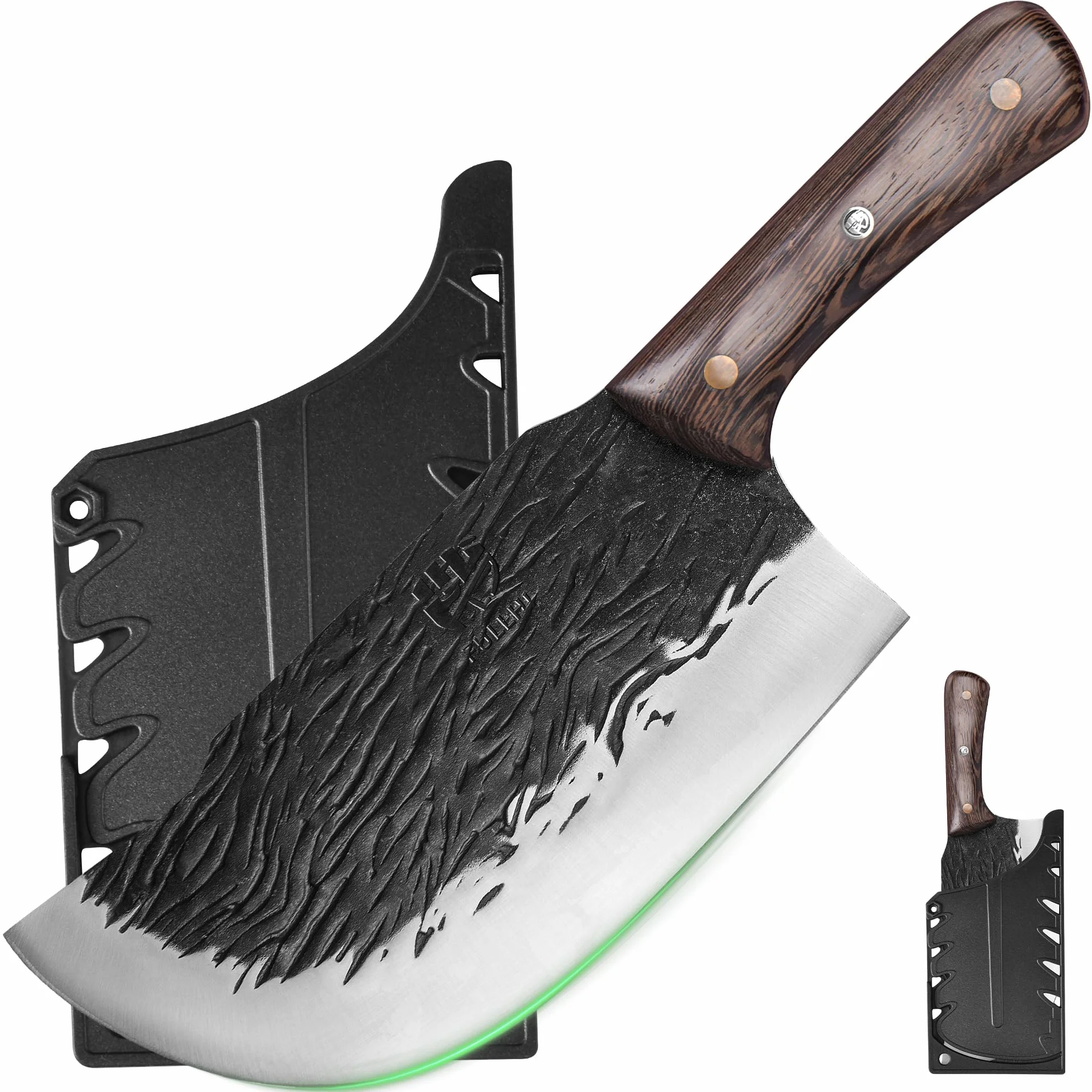FULLHI Couperet à viande lourd en acier à haute teneur en carbone 21cm avec gaine