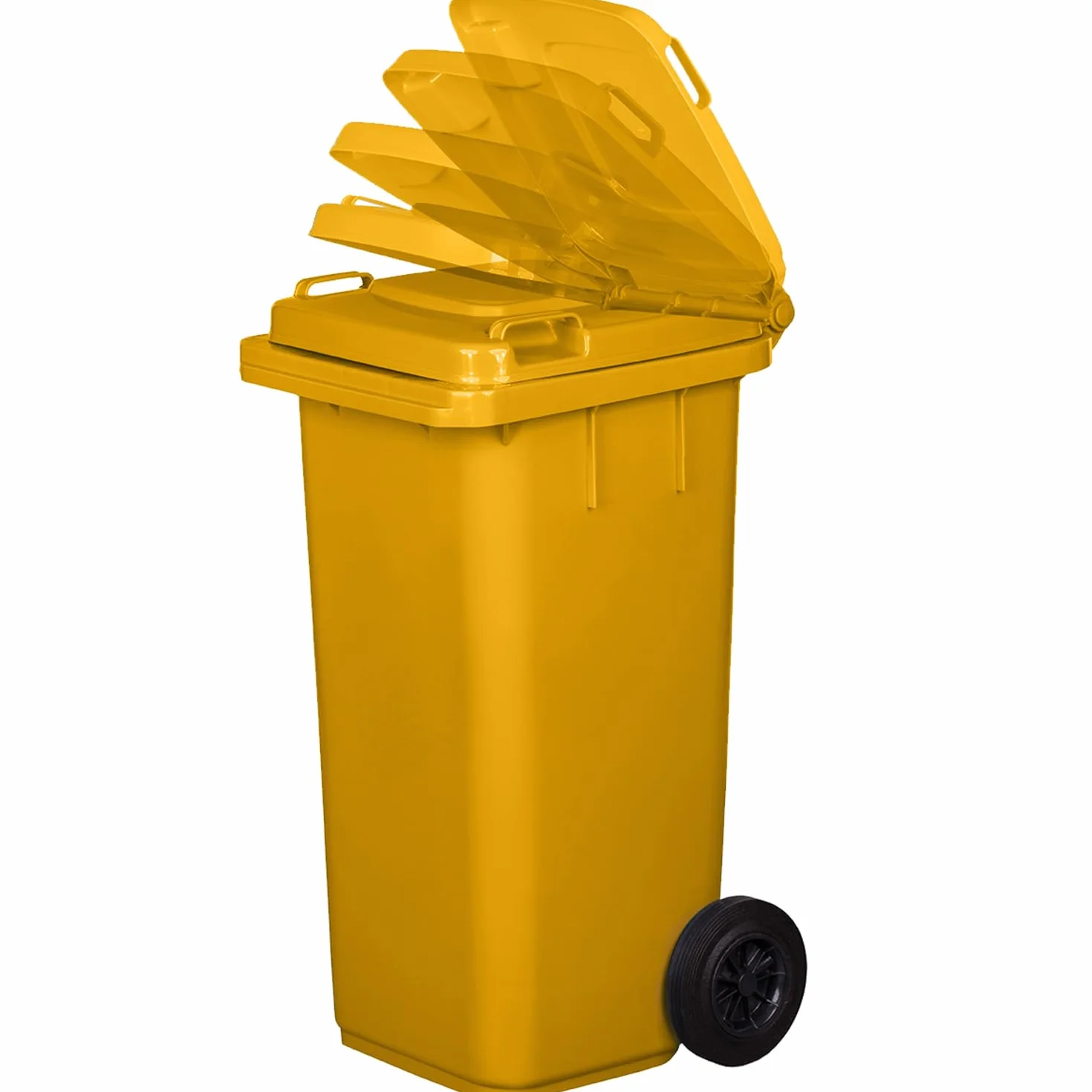 JESTIC Poubelle à roulettes 120 Litres Jaune Tri Selectif Garage XXL