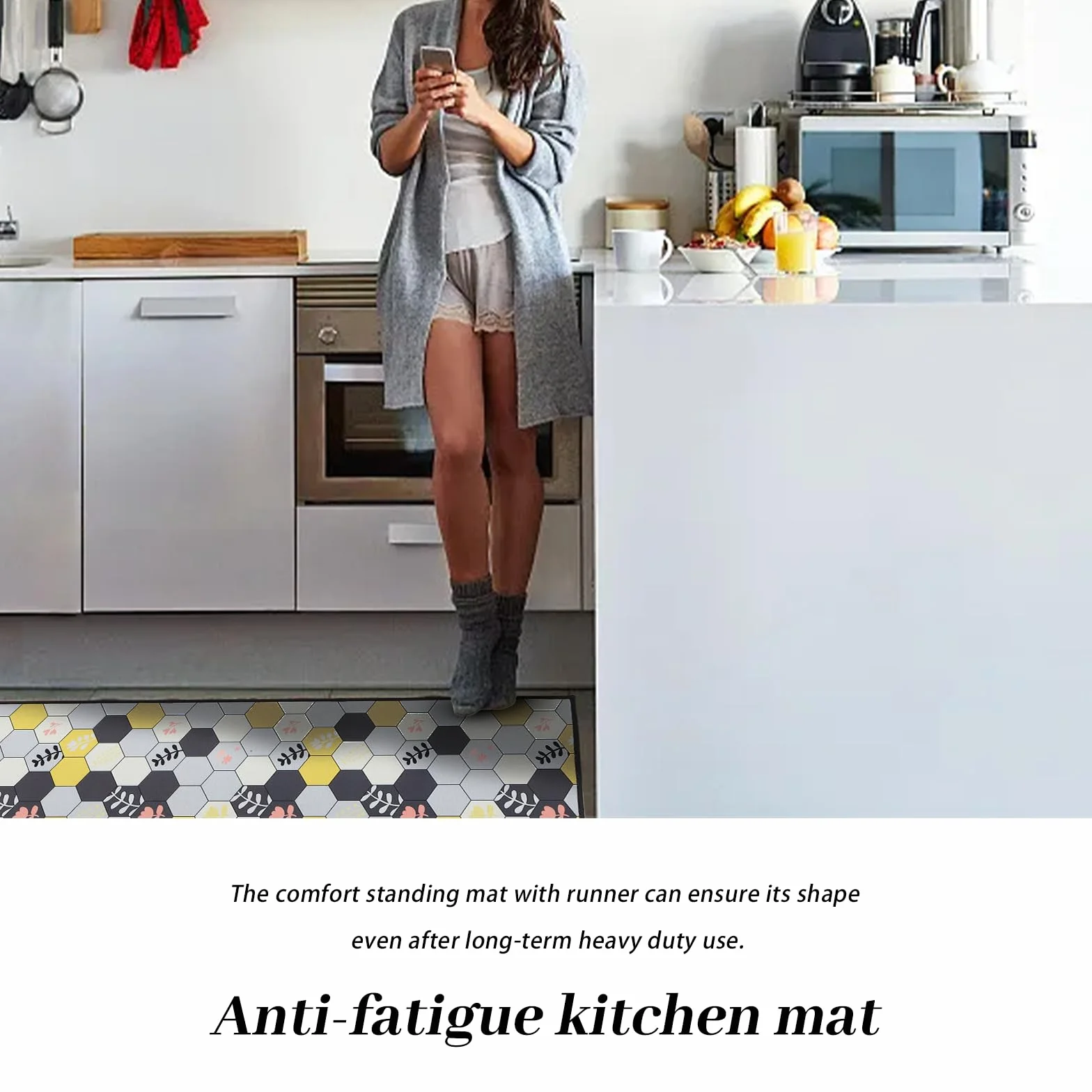 Tapis de Cuisine en Silicone Antidérapant Set de 2 Pièces 40x60cm + 40x120cm