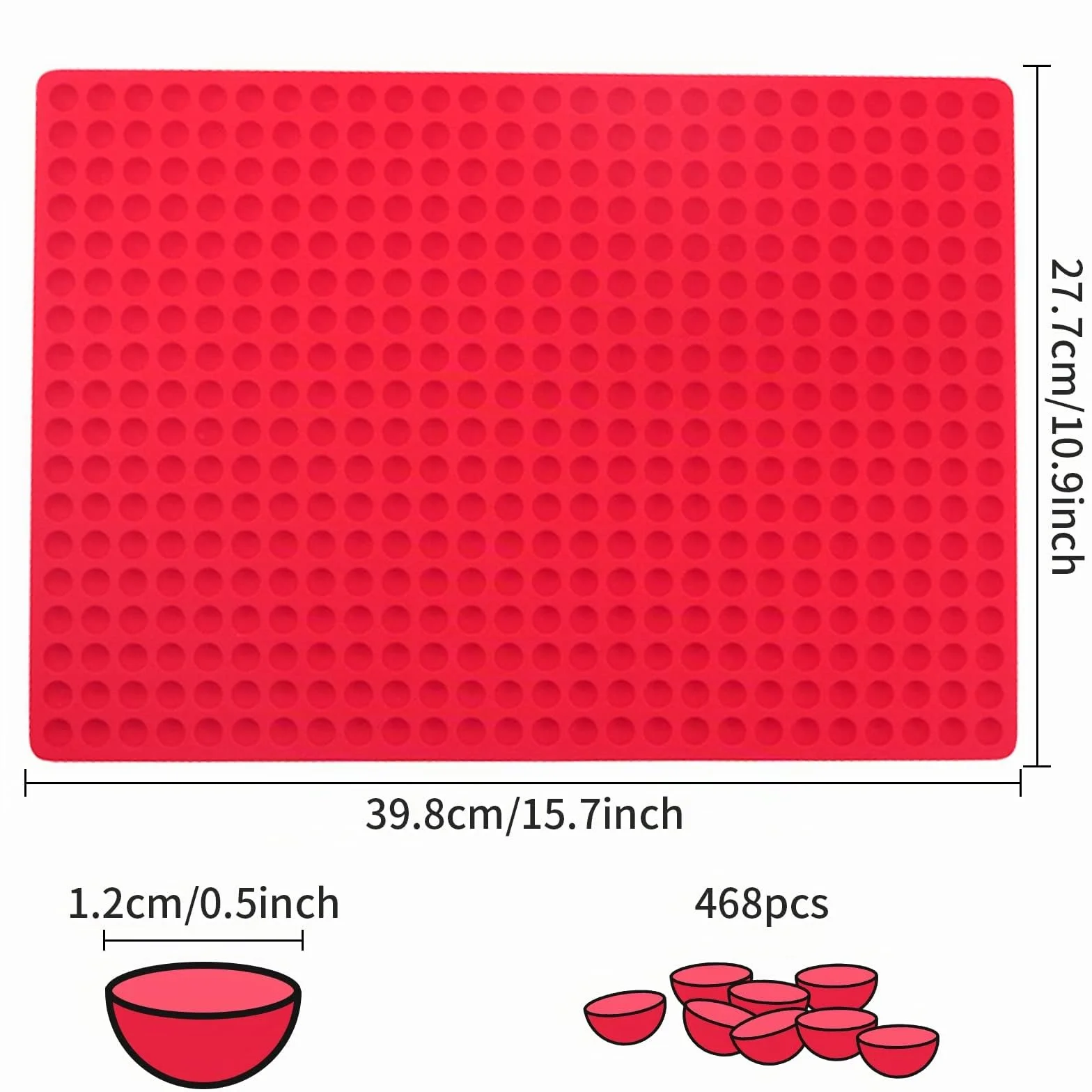 Newaner Tapis de cuisson en silicone Demi-Sphère 1cm résistant à la chaleur sans BPA rouge