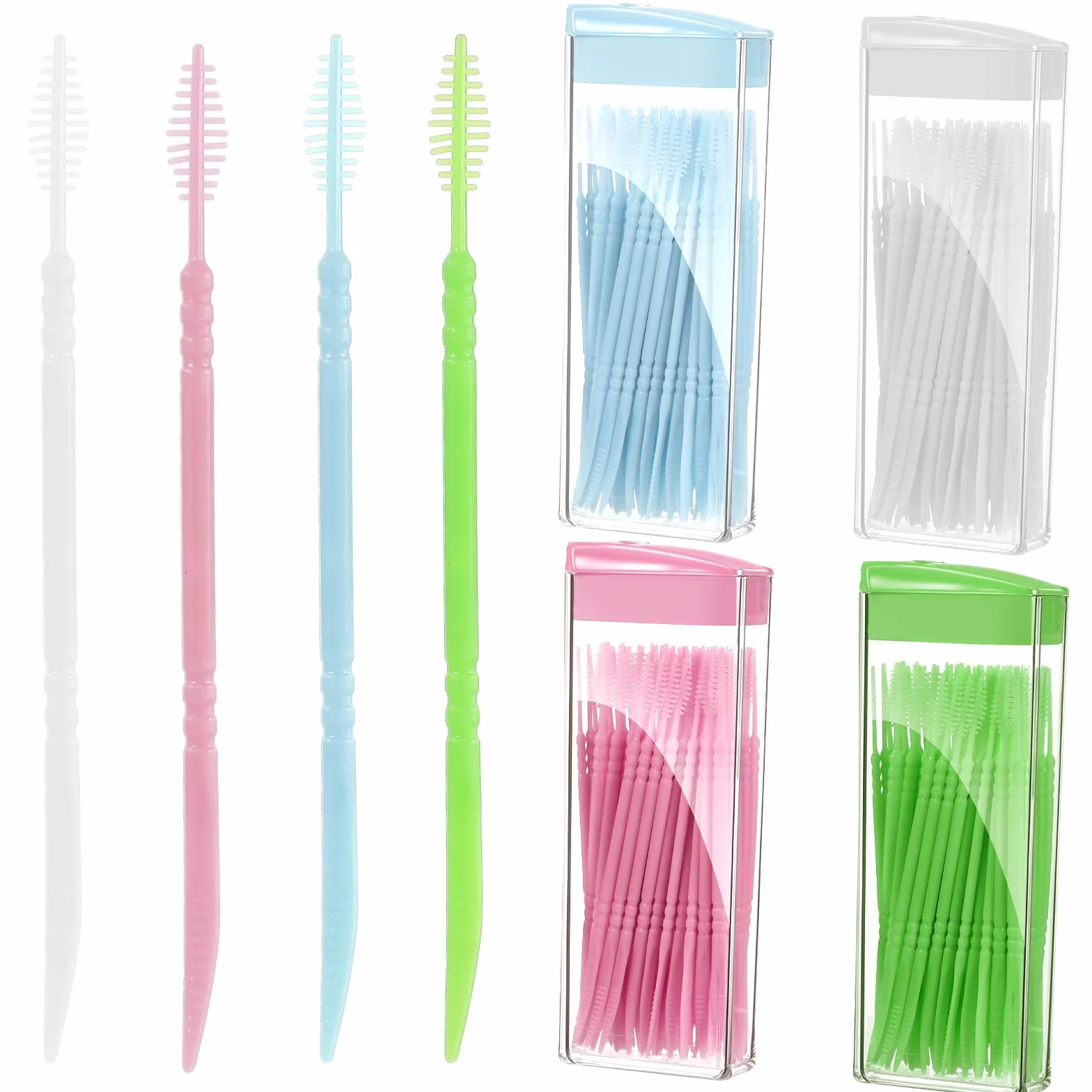 Cure dents plastique double tête fil dentaire brosse interdentaire portable boîte 240 pièces