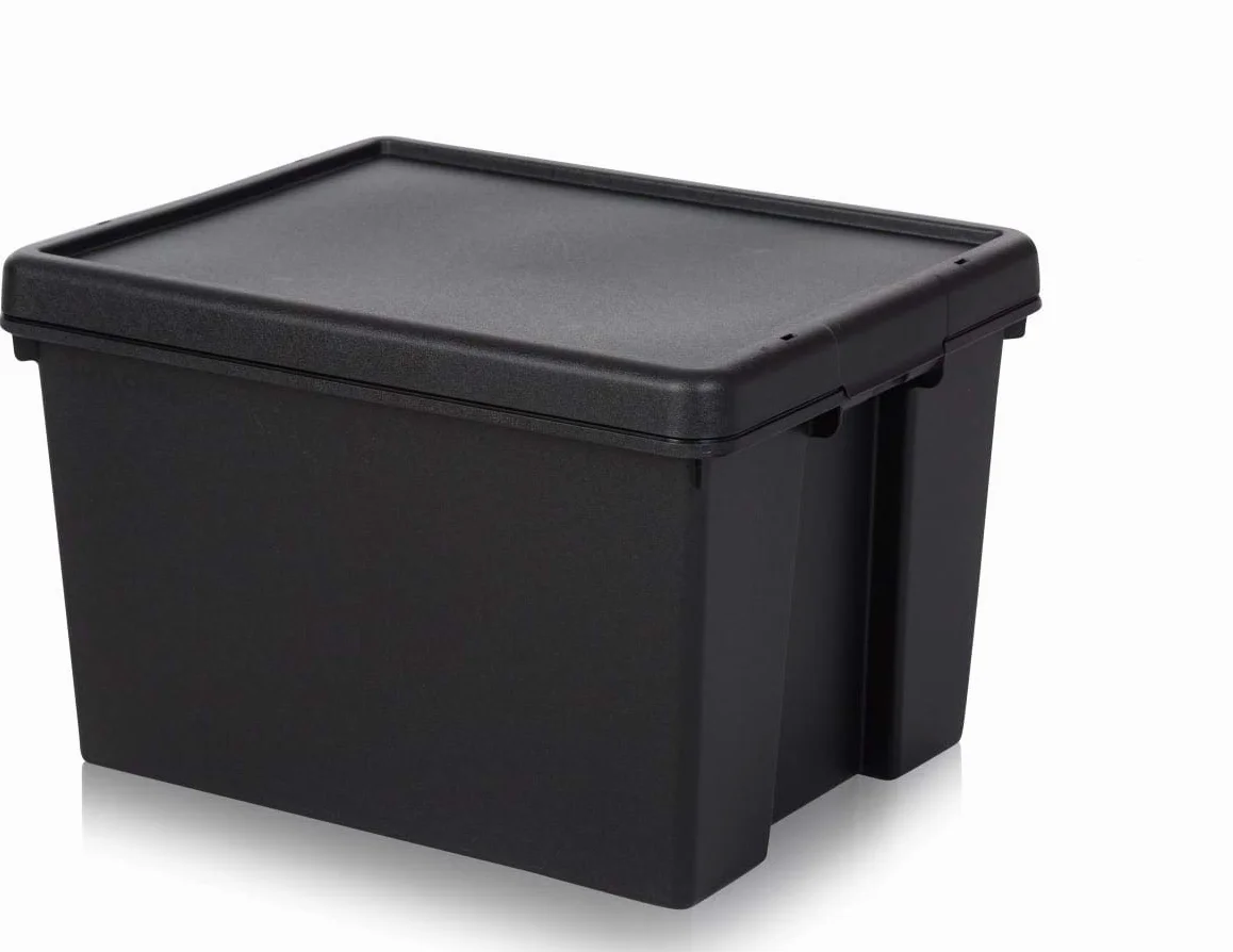 Wham Bam Lot de 2 boîtes de recyclage 45 litres avec couvercle 49 x 39,5 x 32 cm Noir