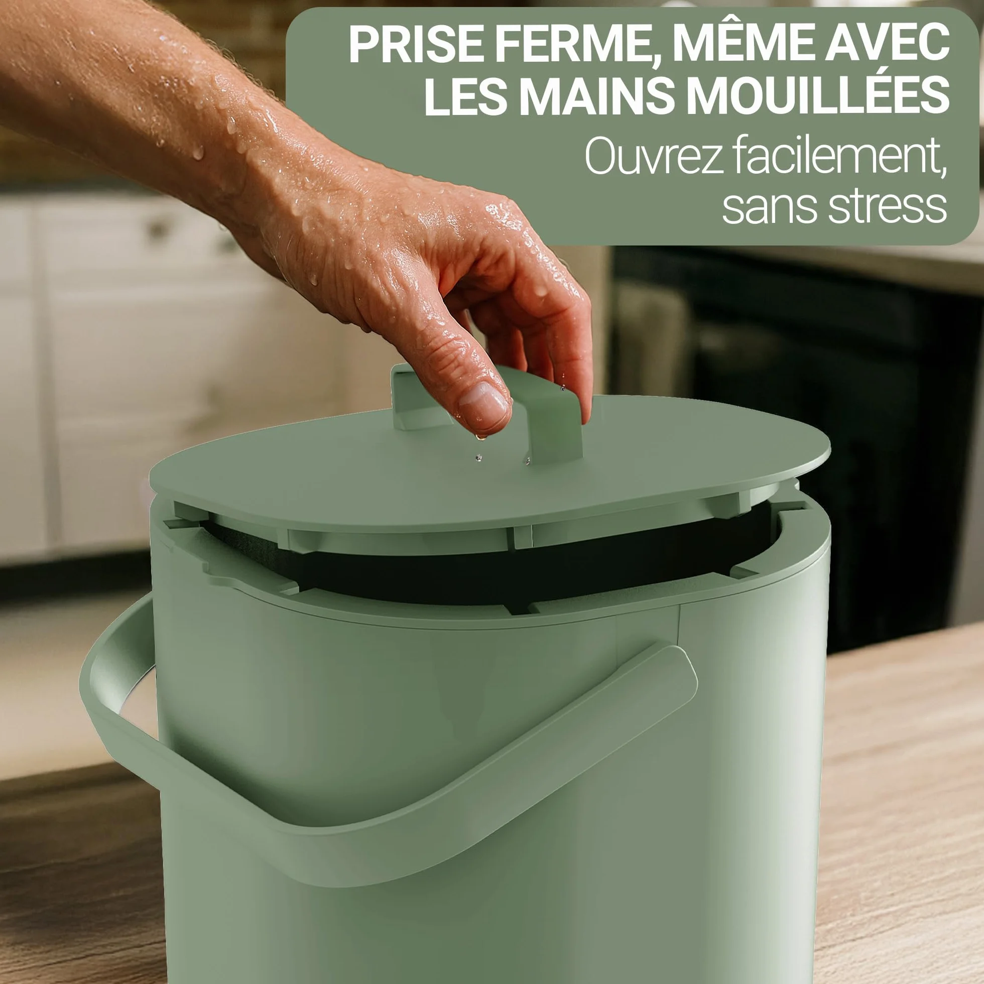 Poubelle Compost Cuisine 6L avec Couvercle et Grille - Lavable Lave-Vaisselle Anti-Odeur
