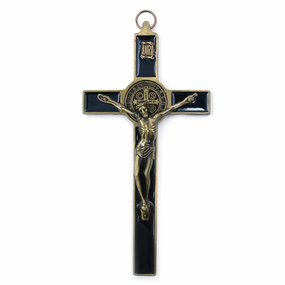 CENPEK Crucifix Jésus Christ Croix Statue Figurine Bronze antique pour Voiture Maison Chapelle