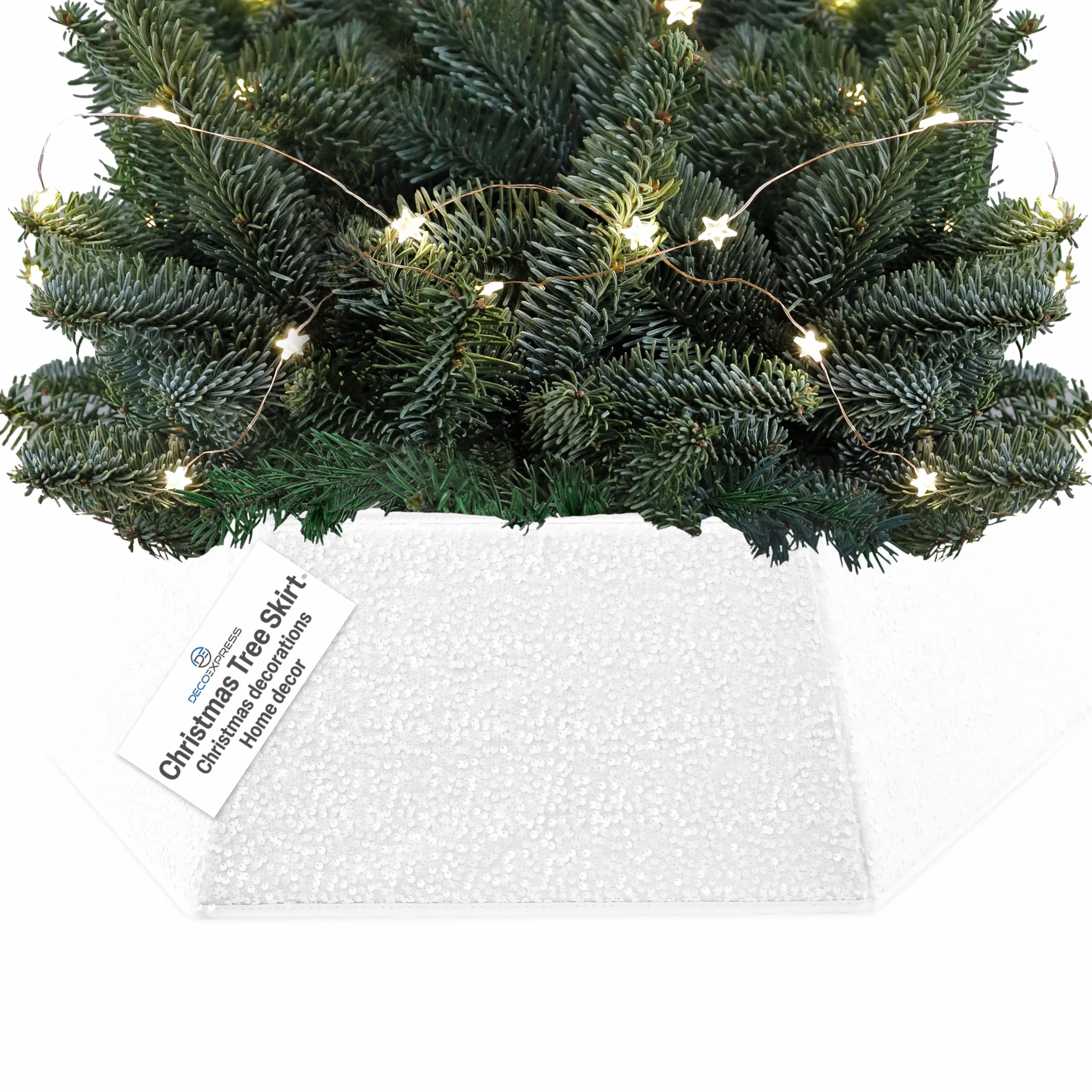 Jupe de Sapin de Noël à Paillettes 68x25 cm Blanc Paillette