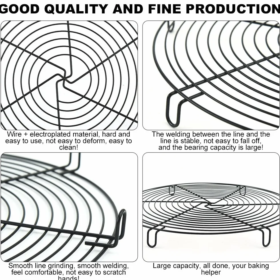 Grille de refroidissement en acier inoxydable 32 cm ronde Lot de 2 pour gâteaux biscuits tarte