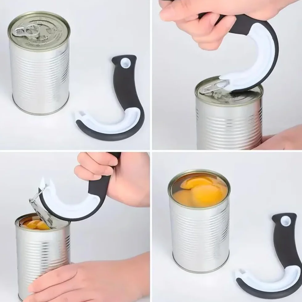 Ouvre-boîte en forme de J, ouvre-bouteille à tirette, ouvre-conserves, ouvre-bocal, décapsuleur