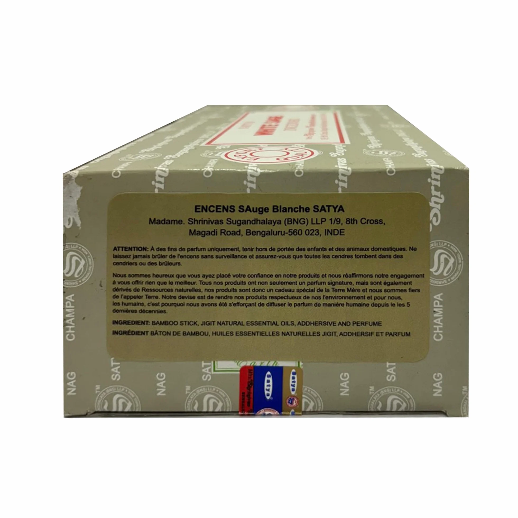 Satya Nag Champa Bâtonnets d'encens Sauge Blanche 15 g Lot de 12
