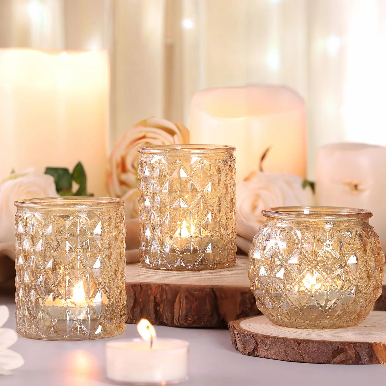 NITIME Lot de 12 photophores dorés assortis bougeoirs mariage décoration fête