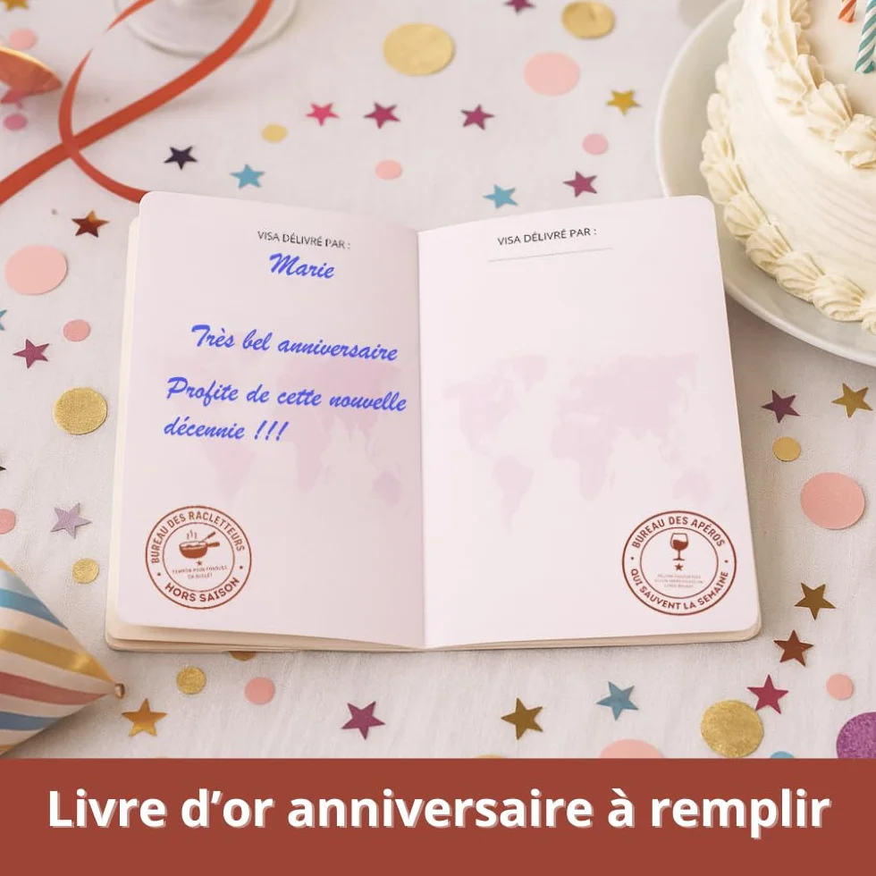 Carte d’Anniversaire 40 ans Passeport Anniversaire Livre d’Or Humour à Remplir Idée Cadeau Original Homme Femme
