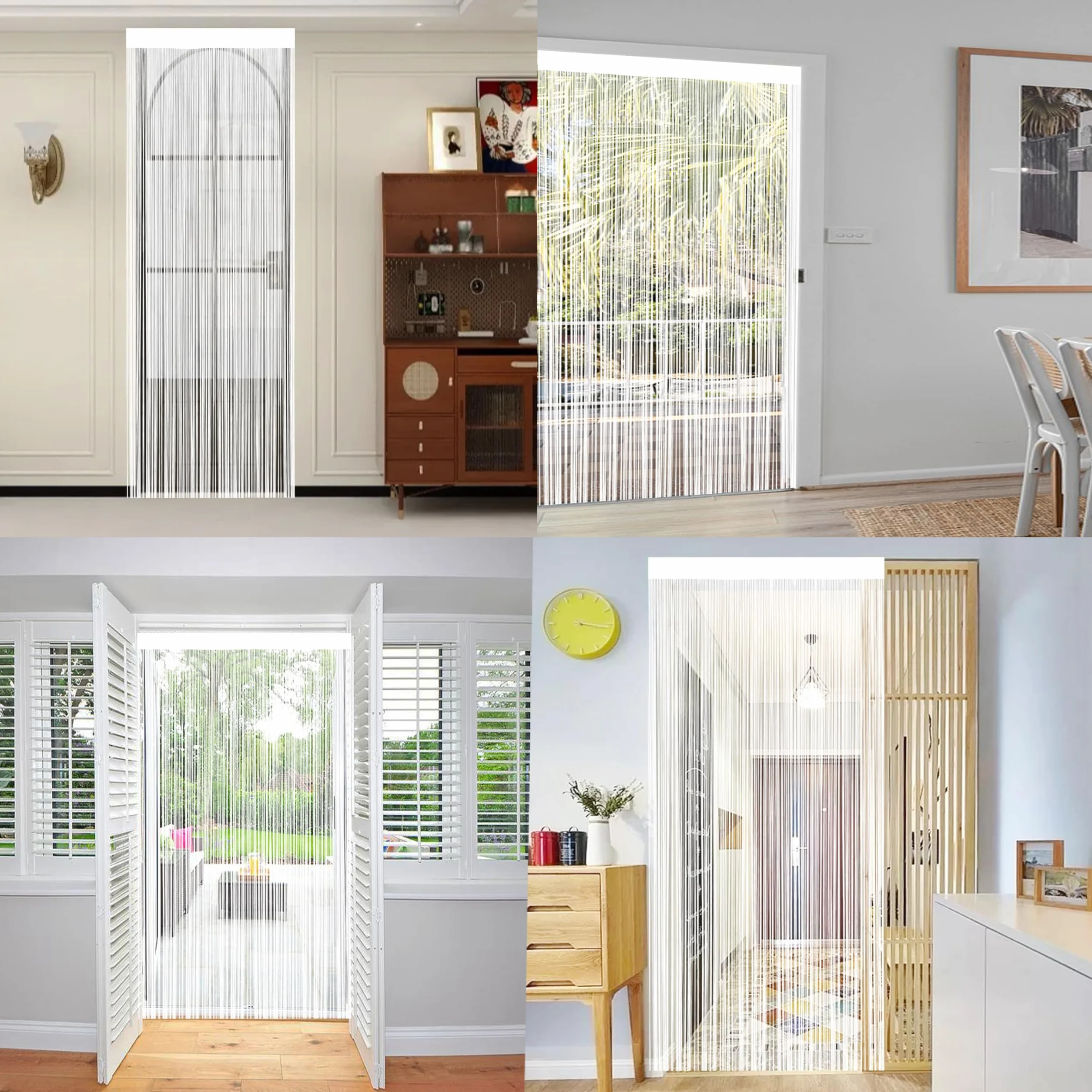Rideau Anti Mouches Porte Extérieur 90 x 245 cm Blanc Moustiquaire Fenêtre
