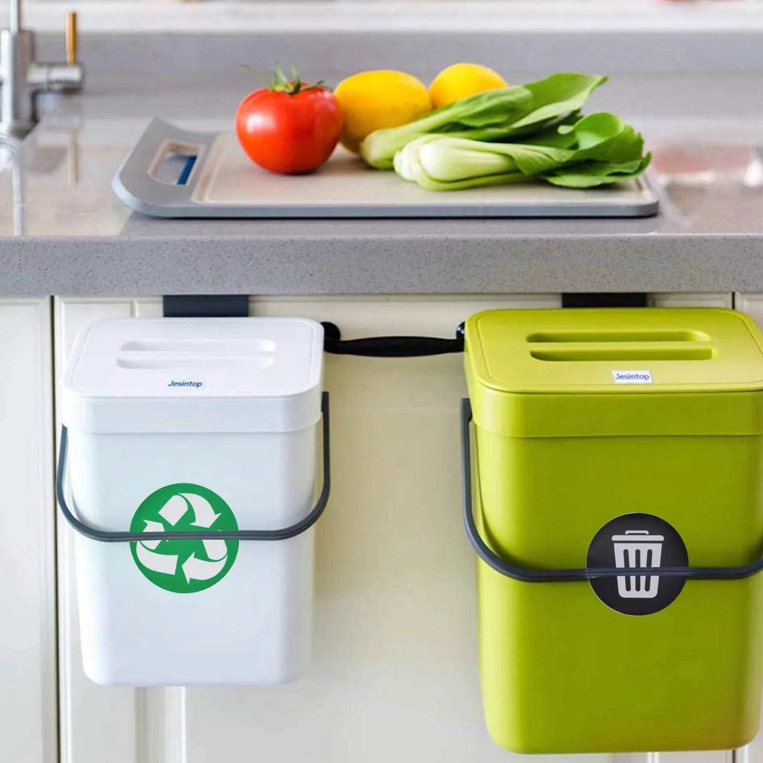 Autocollant de Recyclage HERCHR, Pack de 18 Autocollants Vinyle pour Poubelle Intérieur Extérieur