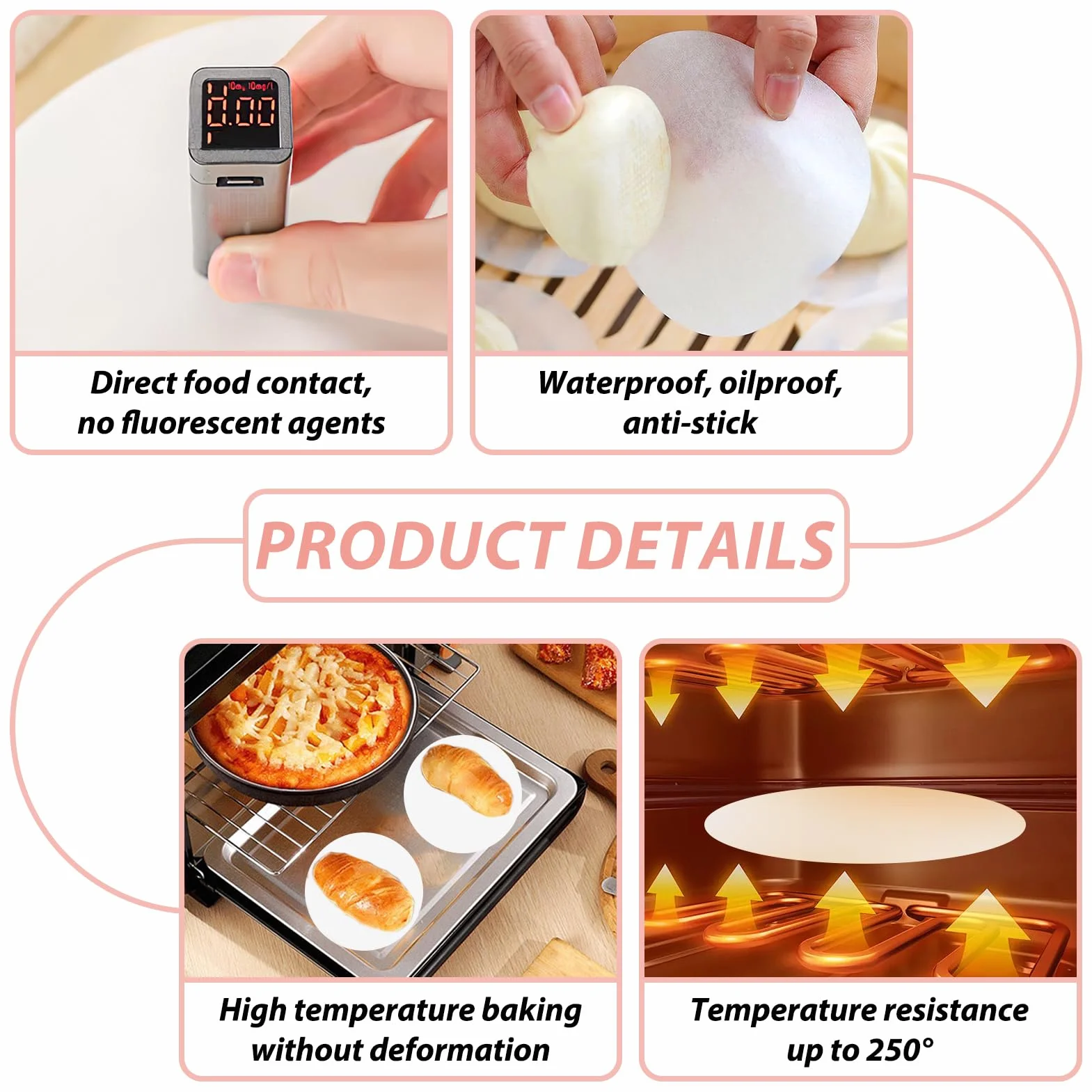 JINSIHU Papier Parchemin Antiadhésif 500 Pièces 11cm Rond pour Burgers Steaks Hachés Barbecue