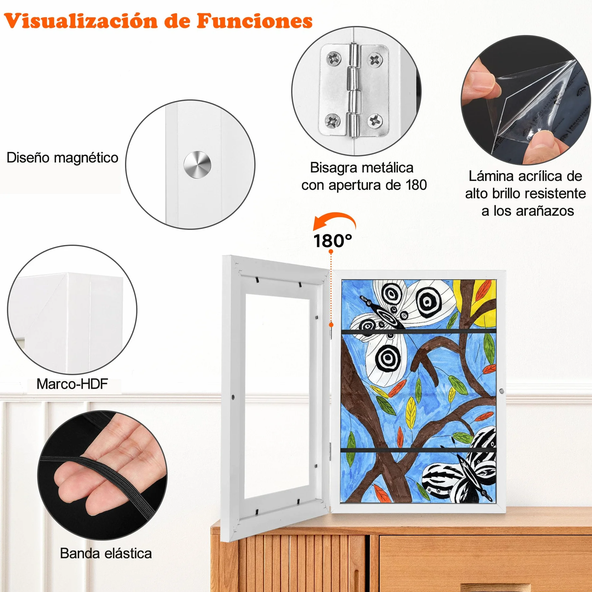 Cadres photos artistiques pour enfants A4 rechargeable 50-150 feuilles blanc