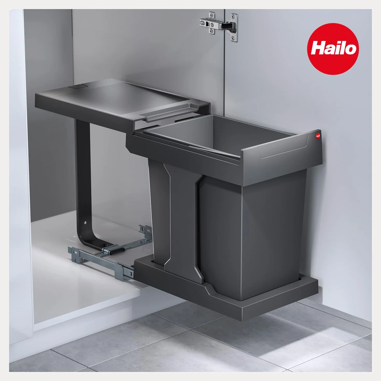 Hailo Collecteur de déchets Solo manuel 20 l 300 mm large anthracite