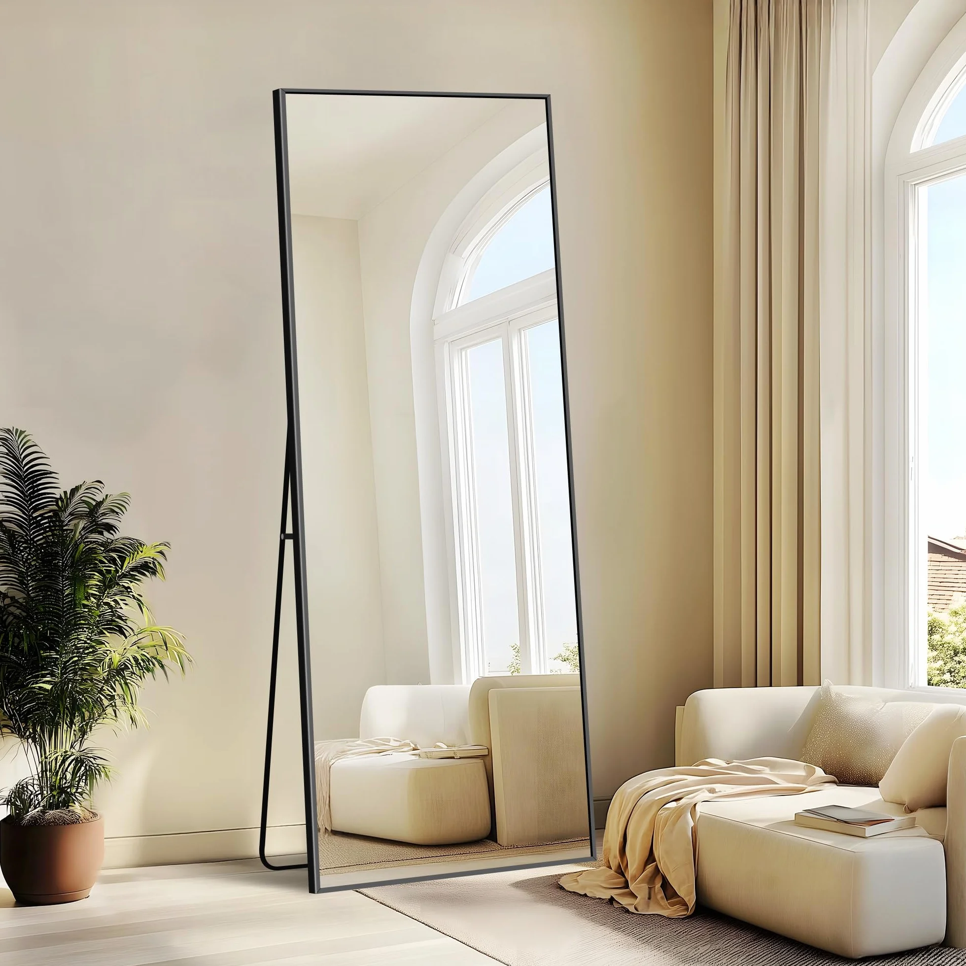 Weare Home Miroir Pleine Longueur Rectangulaire 165 x 60 cm Cadre en Métal Noir