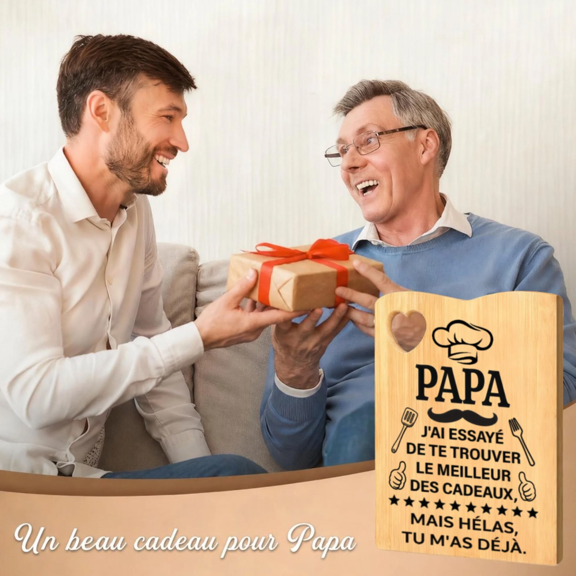 Cadeau Papa Planche à Découper en Bambou, Cadeaux Fête des Pères